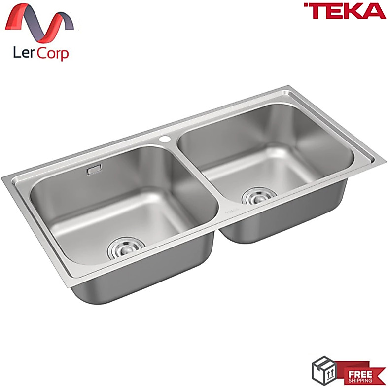 (Teka) ซิงค์สแตนเลส 2 หลุม รุ่น TG 100 2B แถมฟรีก็อกน้ำเย็น