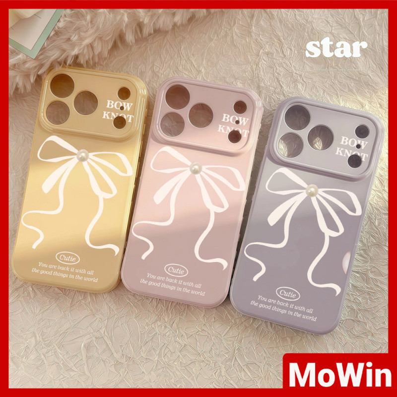 Mowin Case - เคสโทรศัพท์รูปหัวใจ นุ่มแวววาว ใช้ได้กับเคส iPhone 11 และ iPhone 17 Pro Max, Pearl Bow
