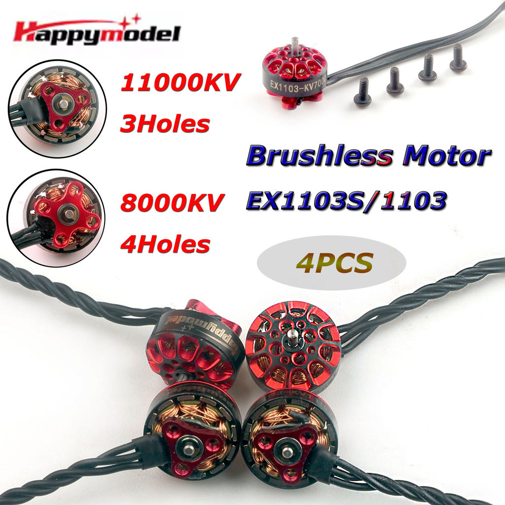 4PCS HappyModel มอเตอร์ไร้แปรง EX1103S/1103 8000KV 11000KV 2-3S สําหรับ Bassline Micro FPV Drone เคร
