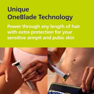 Intimate Groomer Philips OneBlade QP1924/70 SkinProtect Trim Shave 3mm หวี IPX7 เปียกแห้ง รักแร้จุดซ่อนเร้นผิวแพ้ง่าย
