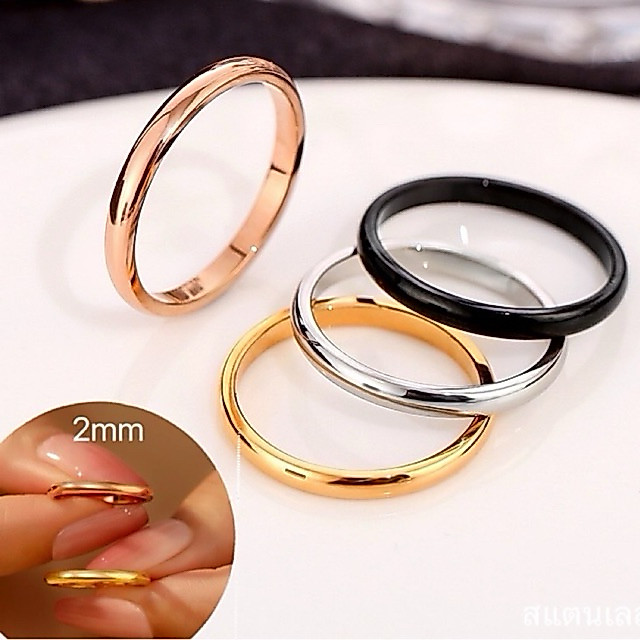 แหวนบางเล็ก แบบเกลี้ยง เรียบๆ2mm งานสแตนเลสไทเทเนียม