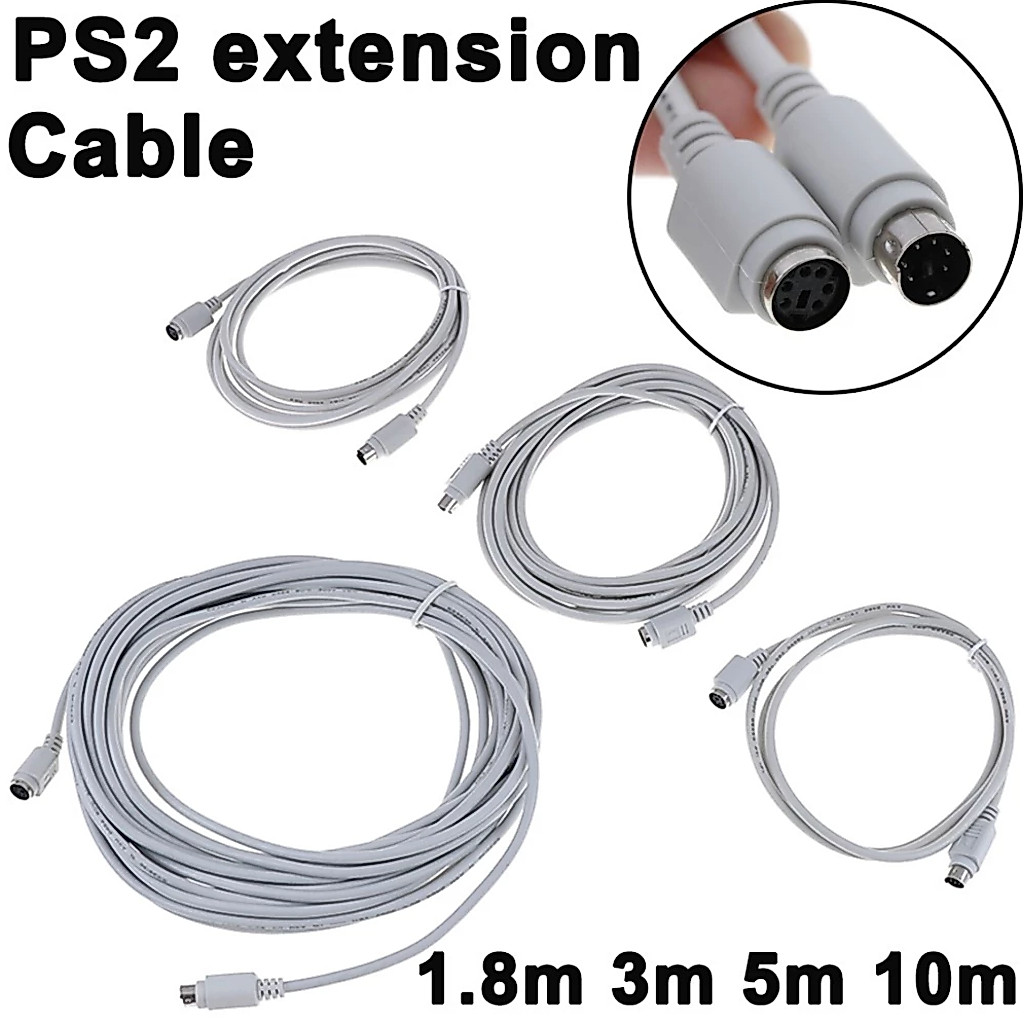 สายต่อยาว สำหรับ Keyboard หรือ Mouse แบบ PS2 (Mini Din 6-pin Male to Female PS2 PS/2 Extension Cable 1.5 , 3 , 5 , 10m)
