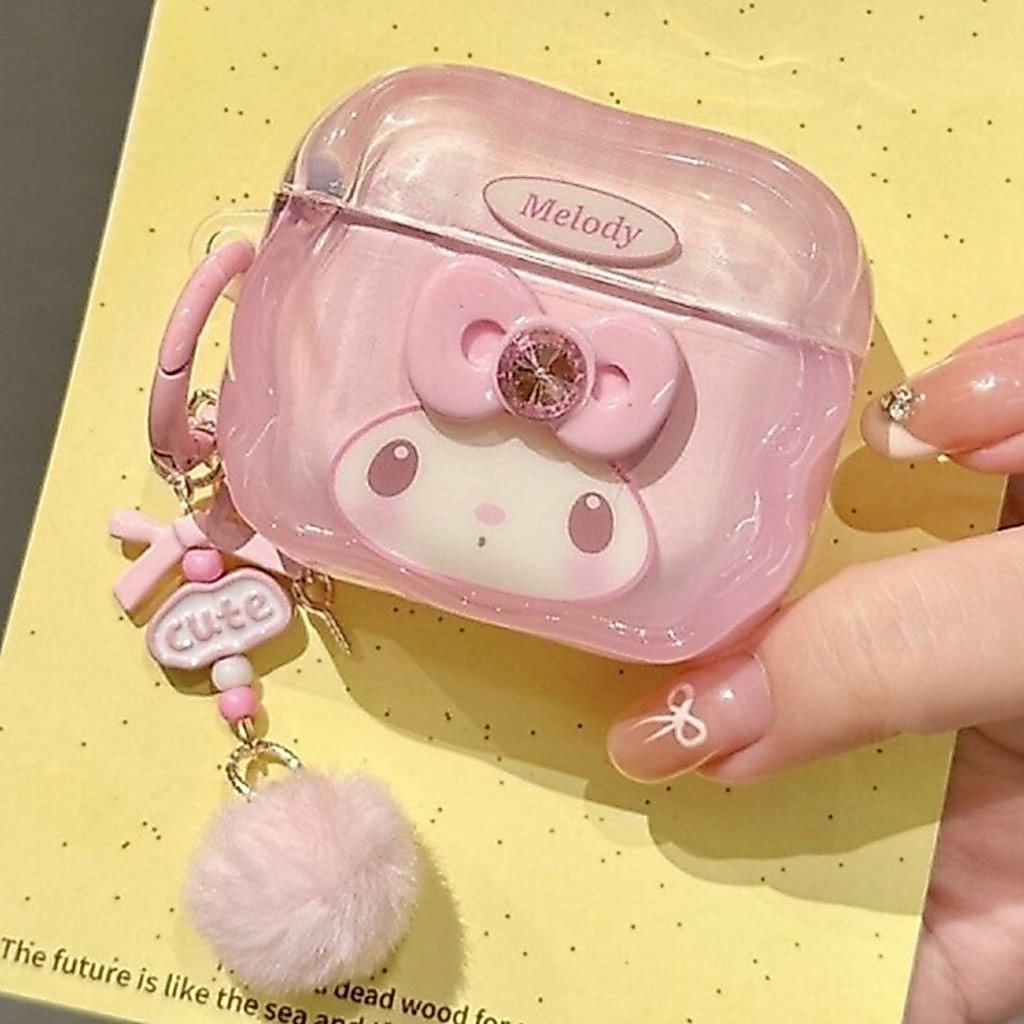 สําหรับ Airpods 4 Pro 3 2 1 Girly หวาน 3D Bowknot Decor Melody สีชมพูนุ่ม TPU กันกระแทกหูฟังกรณี Anti-lost Plush Ball จี้หูฟังไร้สายชุดหูฟังฝาครอบป้องกัน Shell