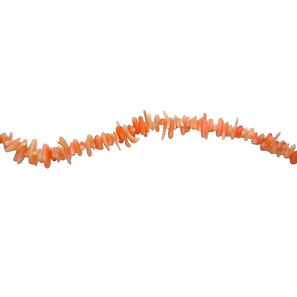 ลูกปัดประการังแท้ ลักษณะเป็นก้านเล็กๆ สีพีฃ Peach Coral Stickl Bead   (LZ-0786)