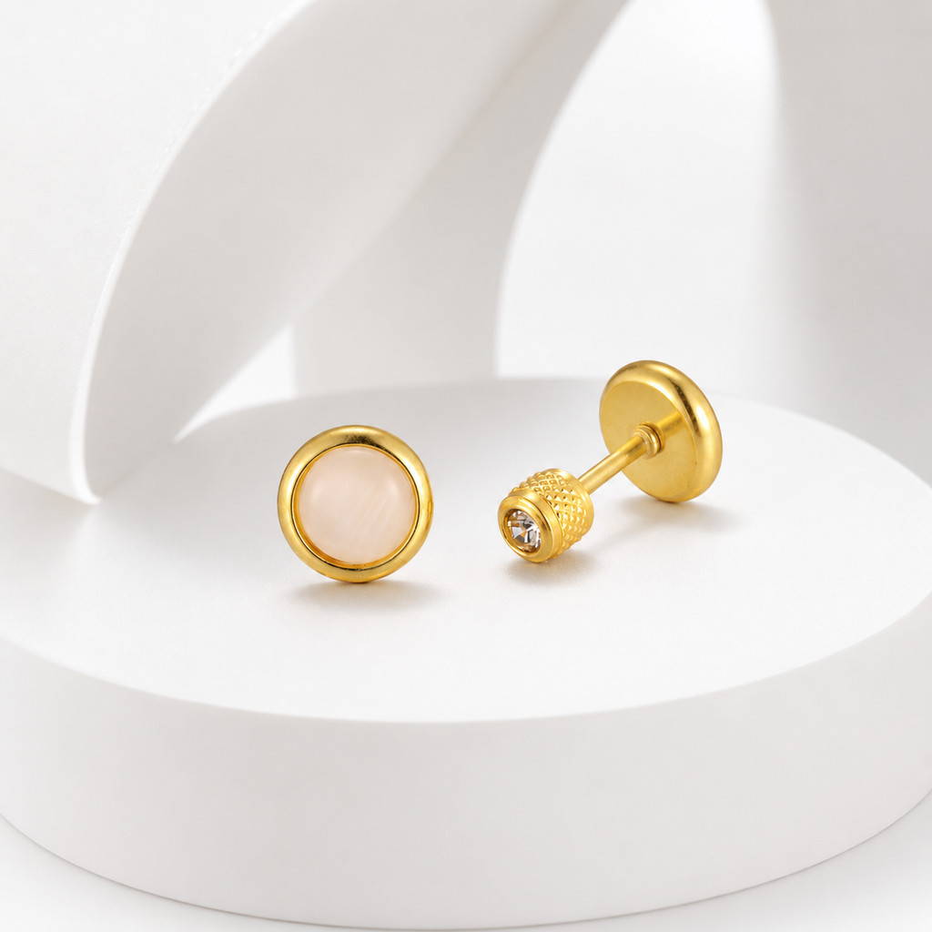 Vnox ผ่าตัดสแตนเลส 12 สี Cats Eye Birthstone ต่างหู, สองด้านสกรูกลับ Unisex ต่างหูสตั๊ด — صورة 5