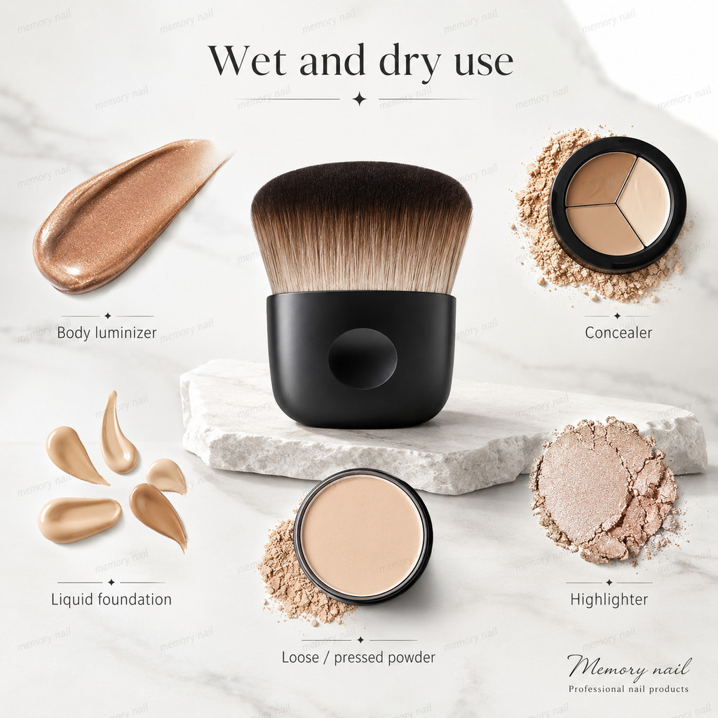 [[ Kabuki Brush สีเงิน ]]🌸 แปรงแต่งหน้า แปรงปัดแก้ม แปรงสำหรับปัดเล็บ ปัดฝุ่น เวลาทำเล็บ