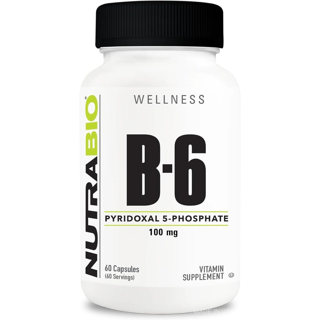 NutraBio Vitamin B6 P5P (Pyridoxal 5-Phosphate) Vitamin B6 100mg per Serving- 60 Vegetable แคปซูล