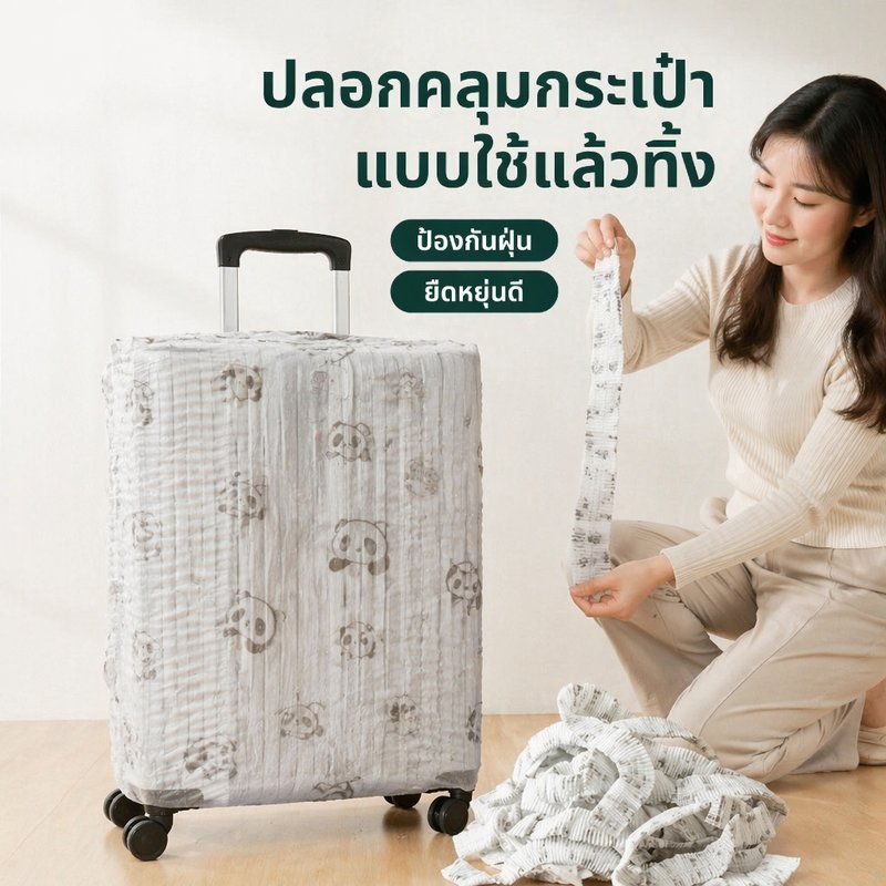 ถุงคลุมกระเป๋าเดินทาง กันฝุ่น แบบใช้แล้วทิ้ง ผ้าไม่ทอ ยืดหยุ่นสูง กันชื้น กันแมลง 10 20 30 ชิ้น