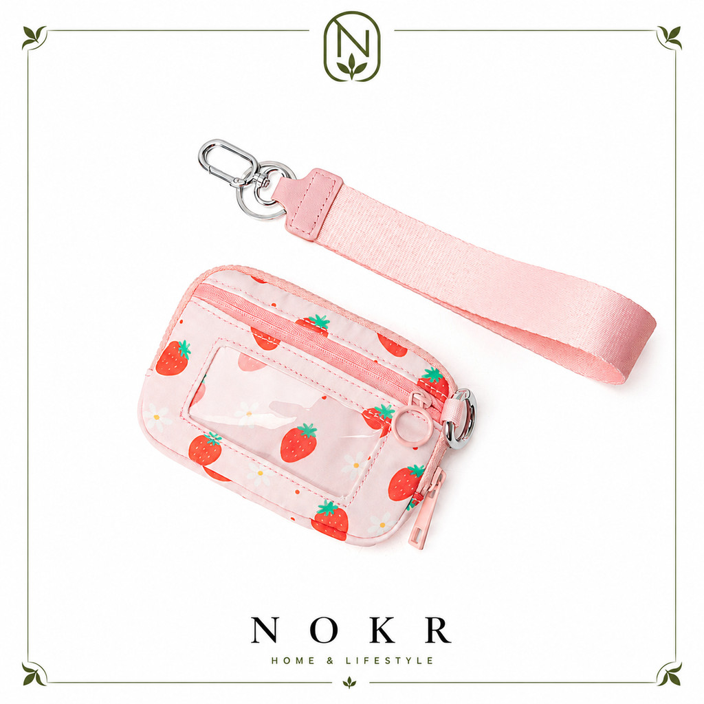NOKR   กระเป๋าสตางค์, มัลติฟังก์ชั่แฟชั่นคล้องกระเป๋าสำหรับผู้หญิง, ไนลอนกันน้ำพวงกุญแจกระเป๋าสตางค์, กรณีบัตรซิป