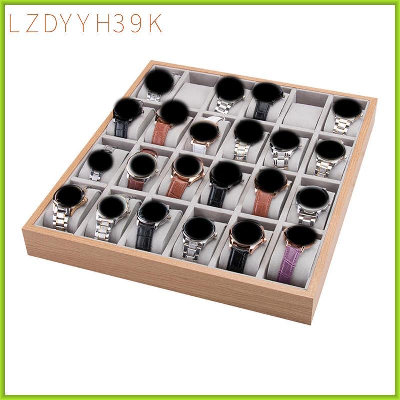 [lzdyyh39k] 24 Slot Wooden Watch Display Case Organizer ที่เก็บเครื่องประดับ, 12.99inchx15.67inchx1.