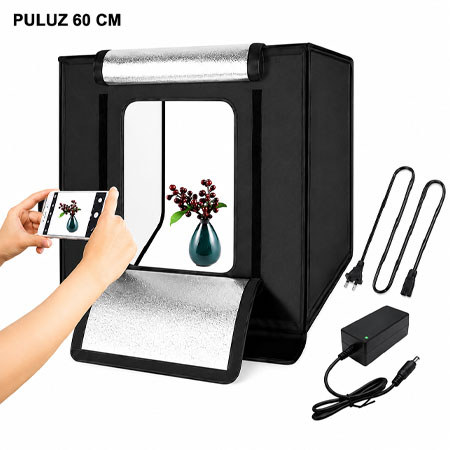 PULUZ Light Box 60CM ตู้สำหรับถ่ายภาพสินค้าขนาด 60x60 เซนติเมตร พร้อมไฟ LED ปรับไฟได้.