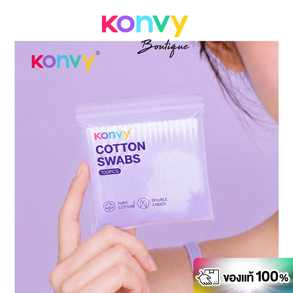 Konvy Cotton Swabs Bag Packaging 100pcs คอนวี่ สำลีแบบก้าน 2 หัว.