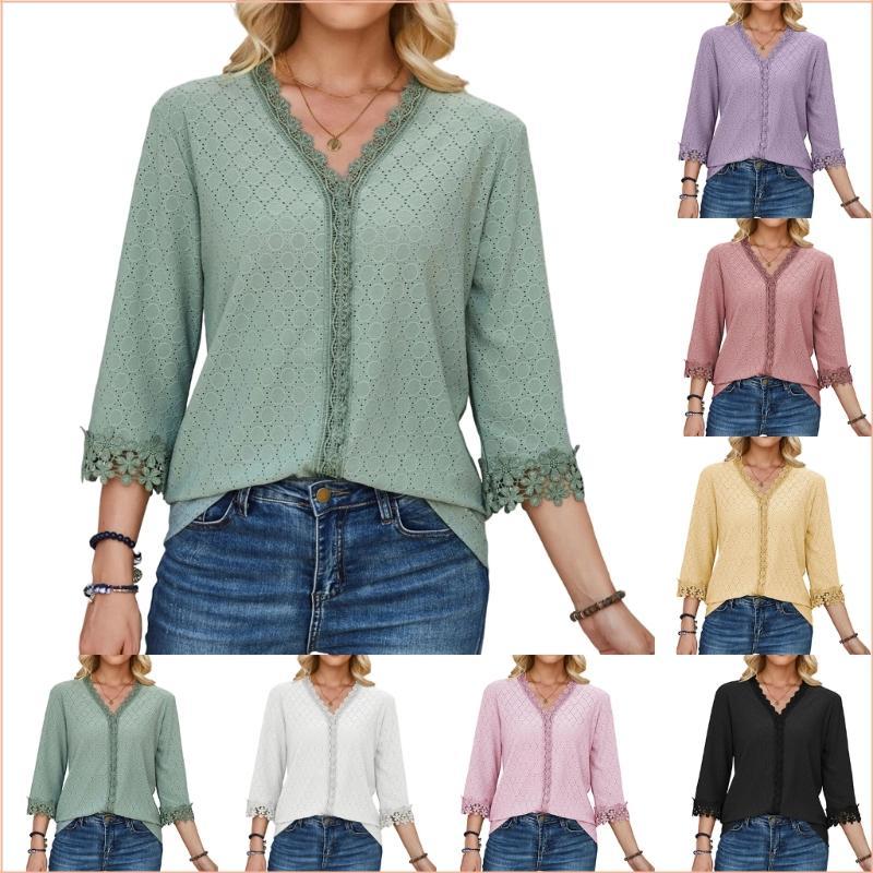 COGI Women 3 4 Sleeve Women s 3 4 Sleeve Bohemian V Neck Casual Shirt
