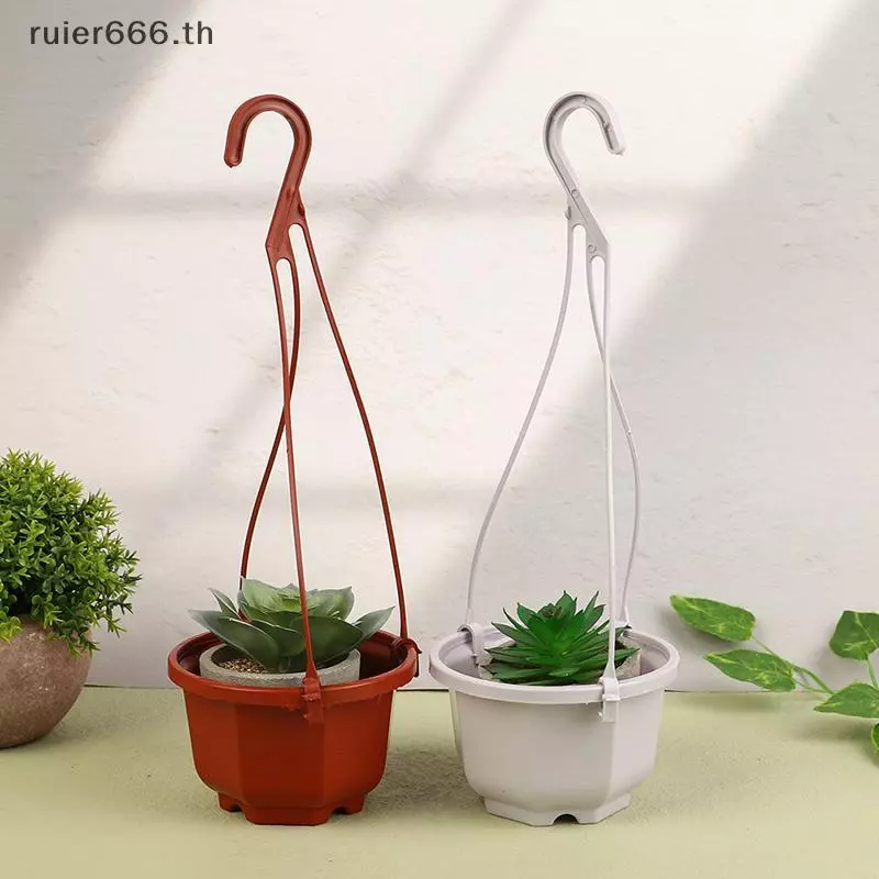 # ruiier # 1 PC แขวนมินิแปดเหลี่ยมกระถางดอกไม้พลาสติกกล้วยไม้แขวนหม้อสําหรับสวนระเบียงอุปกรณ์ปลูก