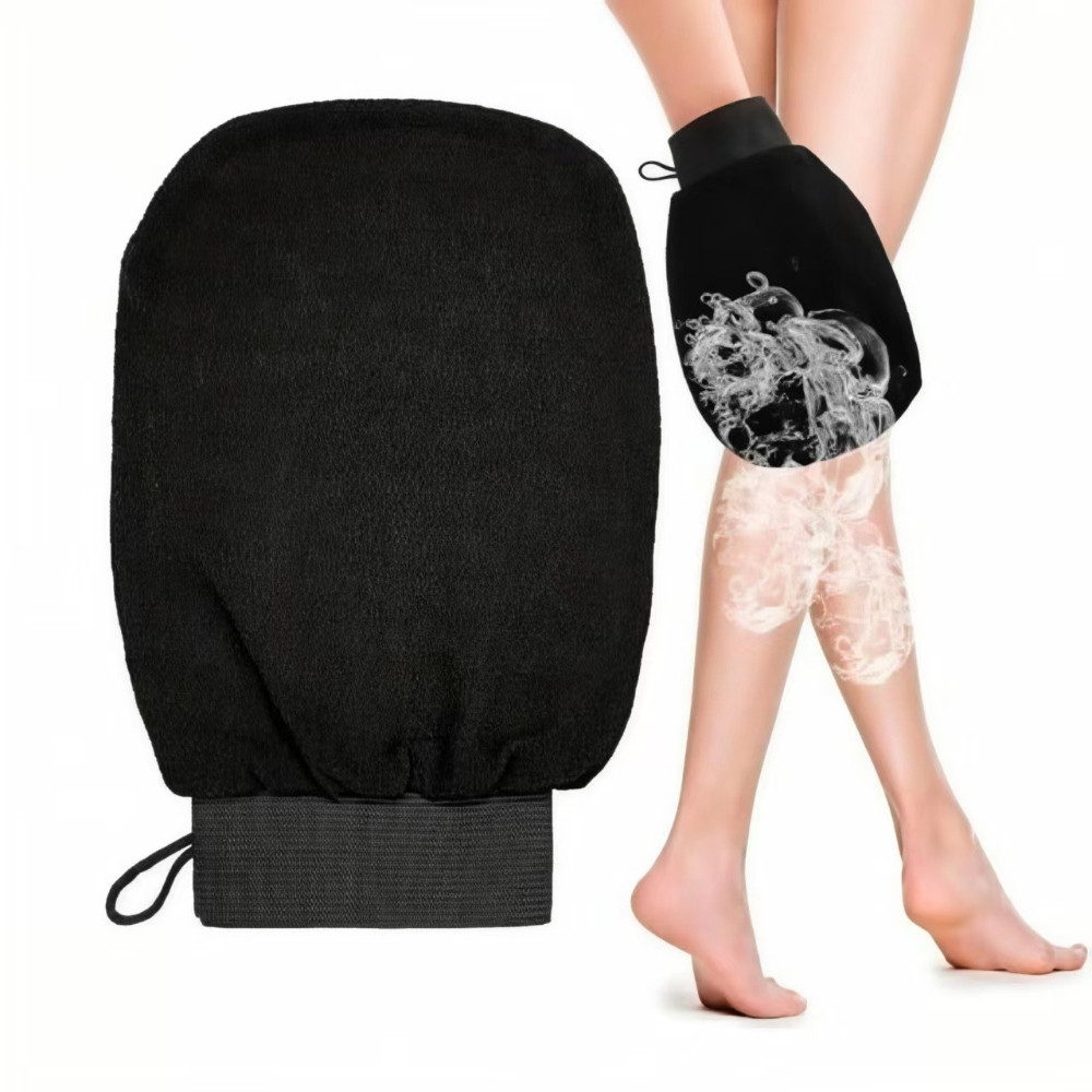 Exfoliating Shower Mitt ถุงมือทําความสะอาดลึก Textured ไมโครไฟเบอร์ Body Scrubber ผิวเรียบ Face Bath ใช้