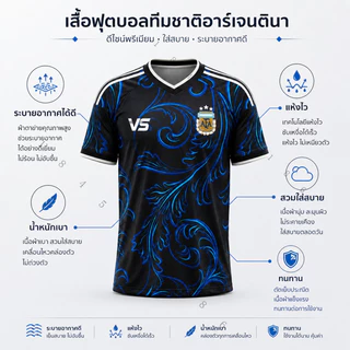 เสื้อกีฬาฟุตบอลอาร์เจนตินา แบบเหย้าและเยือน ฟุตบอลโลก คอวีแขนสั้น ชายหญิง ผ้าไมโครสปอร์ต แห้งไว ใส่สบาย พร้อมส่ง
