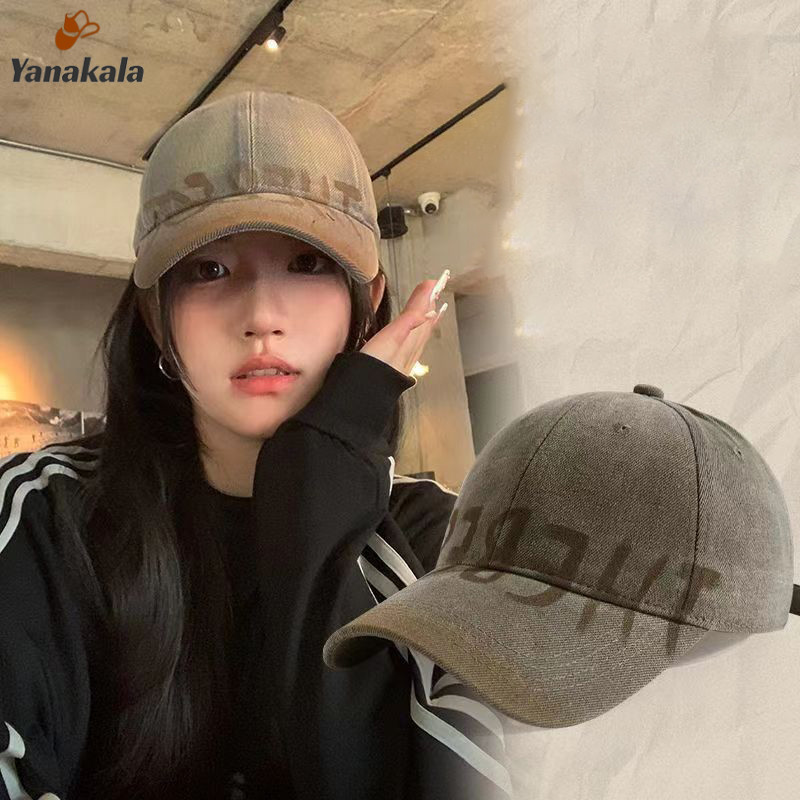 ส่งเร็ว🚚หมวก Unisex สไตล์อเมริกัน ปักตัวอักษร หมวกเบสบอล ซักได้ ปีกกว้าง หมวกทรงปีกกว้าง-Yanakala