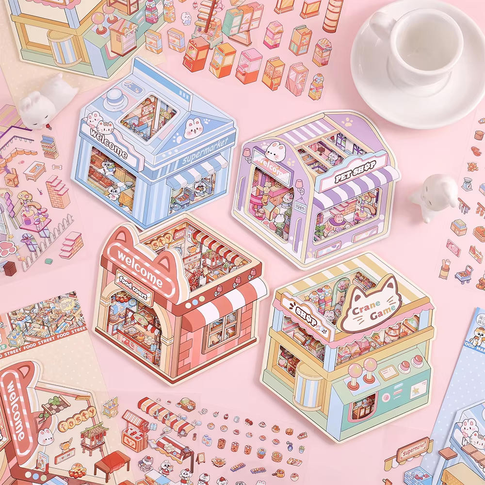 1PC DIY 3D สติกเกอร์ฉากคอลเลกชันหนังสือ Make Your Own สติกเกอร์ Therapy สําหรับผู้ใหญ่น่ารักการ์ตูนส