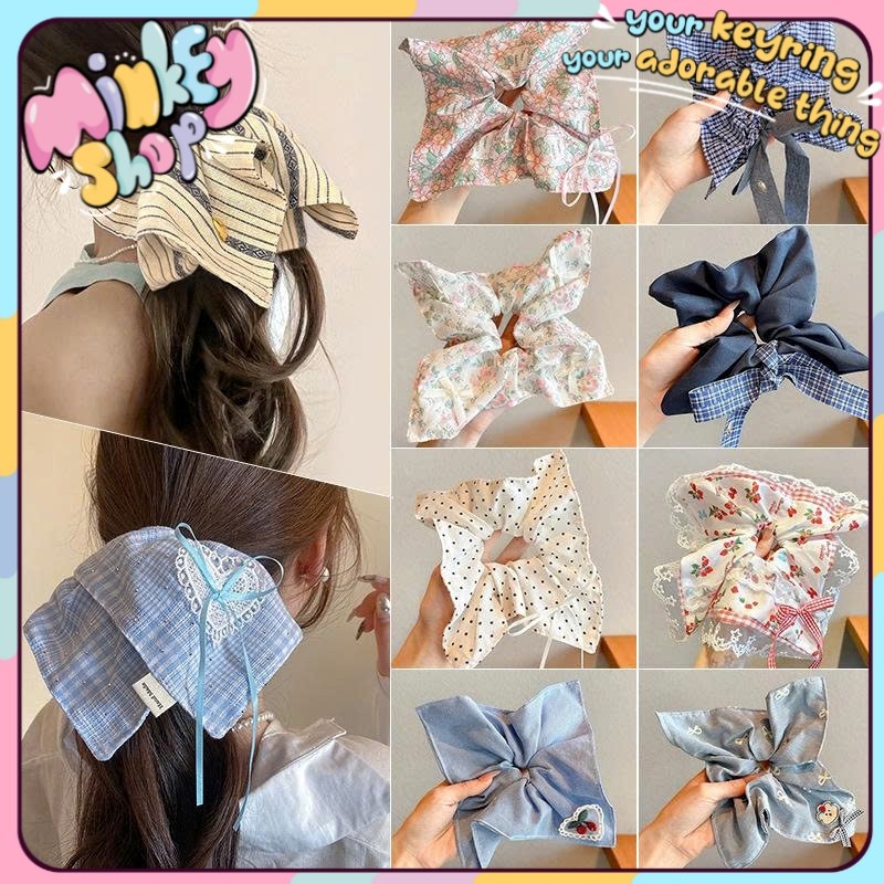 Hottrend Muslin Square Fabric Hair Bands ยางรัดผมสไตล์เกาหลี - ร้าน Minkey