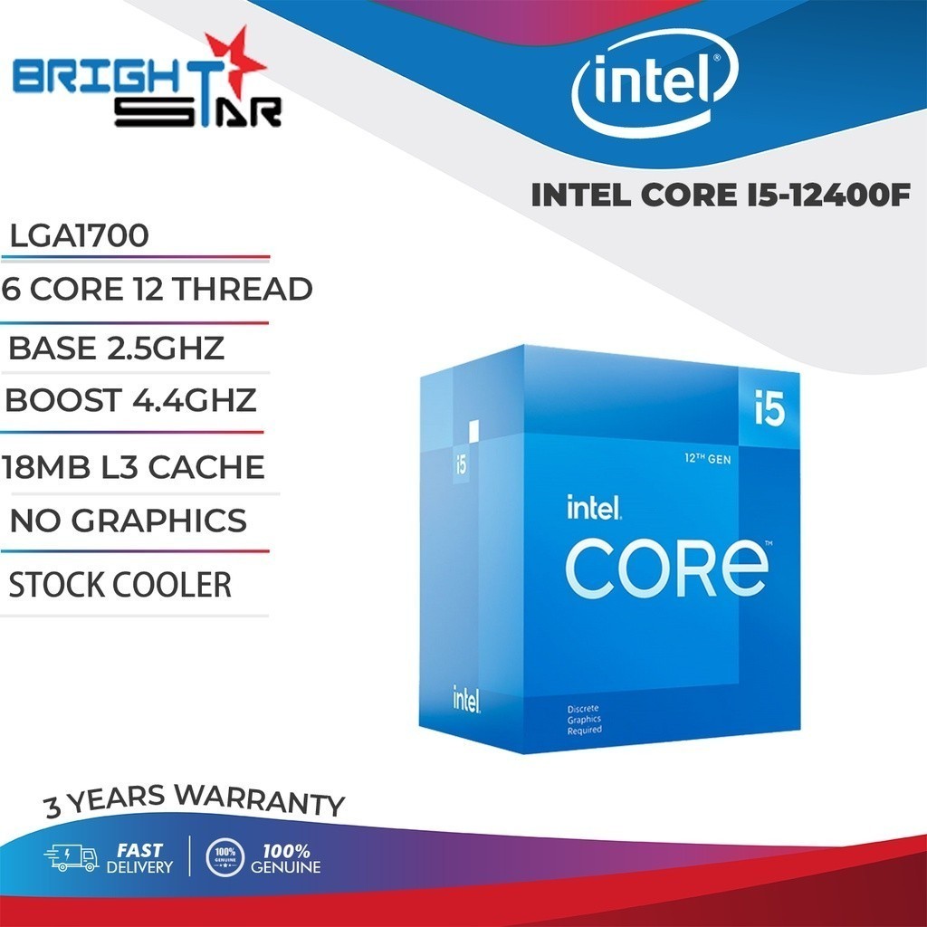 [มีในสต็อก] โปรเซสเซอร์ Intel Core i5 12400/12400F LGA1700 6-Core 12 ด้าย