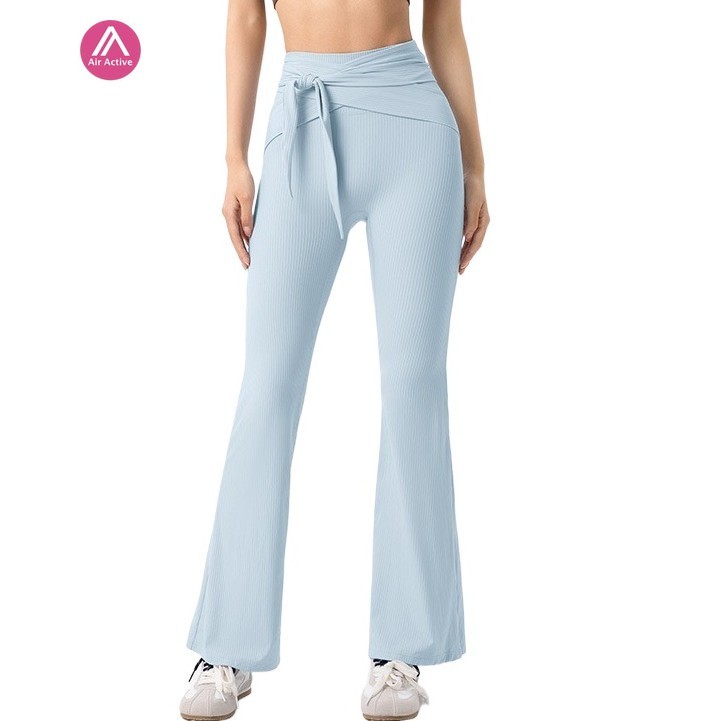 AirActive  Yoga Sports Pants Flared Pants High Waist Lace-up Hip-lifting Ribbed