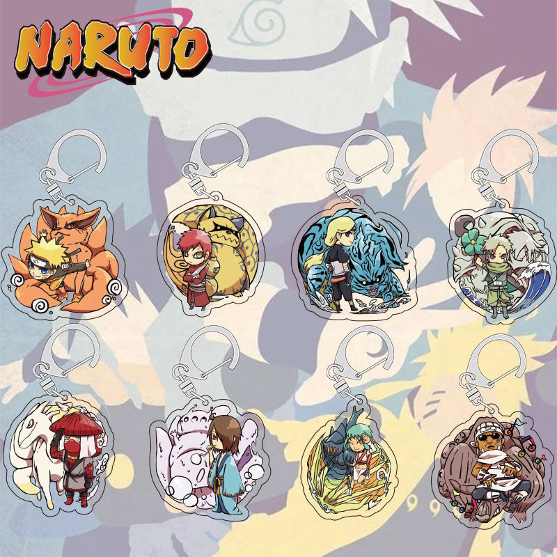 อะนิเมะ KeyChain Naruto: เรือใบพวงกุญแจสําหรับชาย Gaara Key แหวน Kurama อะคริลิค Kyuubi K