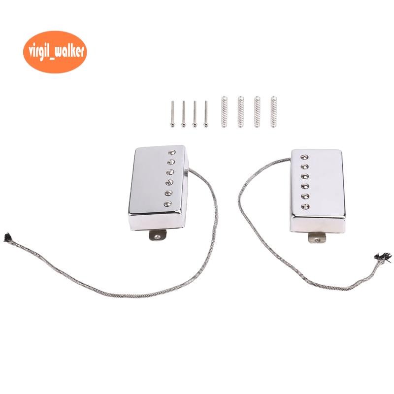 2PCS สําหรับ Alnico 5 LP กีตาร์คอและสะพานรถกระบะ Humbucker Pickup 4 สายชิ้นส่วนกีตาร์ (ชุดโครเมี่ยม)