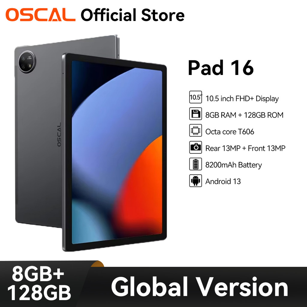 OSCAL Pad 16 แท็บเล็ต ,10.5 FHD+ จอแสดงผล 8GB 128GB/256GB,8200mAh Unisoc T606 Octa core,13MP กล้อง A
