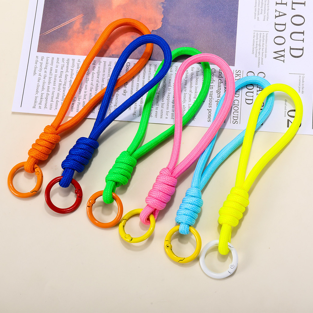 START-UP✨✨1 ชิ้น ที่มีสีสันถักเชือกโทรศัพท์มือถือป้องกันการสูญเสียเชือกแฮนด์เมด diy พวงกุญแจอุปกรณ์เสริม