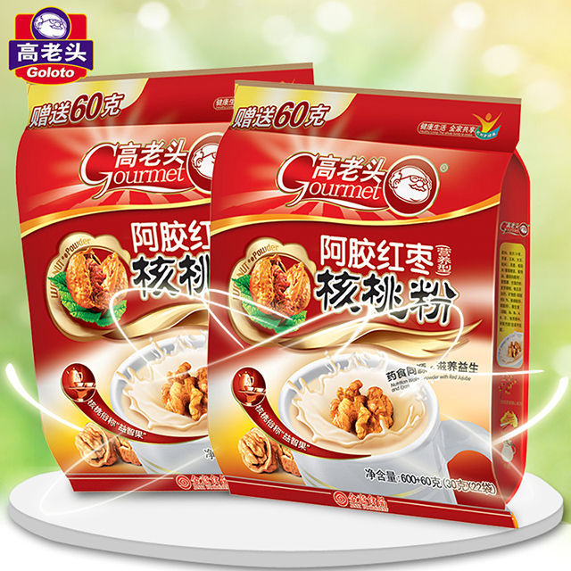 高老头牛奶阿胶中老年核桃粉冲饮代餐学生小孩早餐营养健康食品Old man Gao milk donkey-hide gelatin middle-aged and old walnut powder 