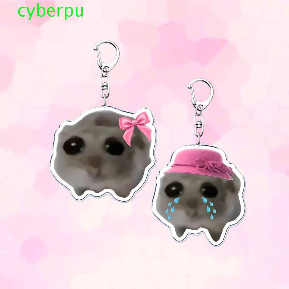 CYBERPULSE Sad Hamster Key Chain, Im Just a Girl Acrylic Kawaii Animal Hamster Keychain, Kawaii Anim