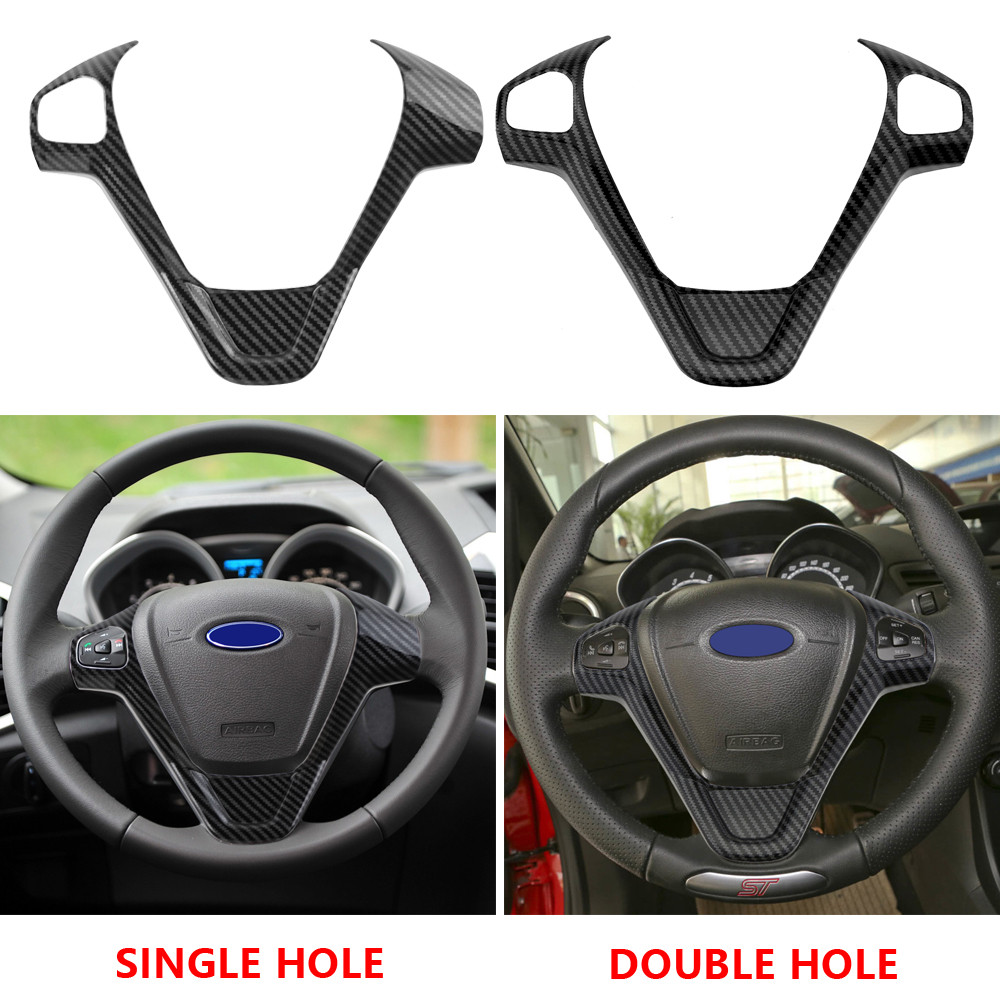 สําหรับ Ford New Fiesta MK7 2009-2017 Ecosport 2013-2017 พวงมาลัยปุ่มสติกเกอร์เลื่อม ABS กรอบรถอุปกรณ์เสริม