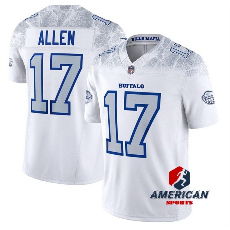 เสื้อทีมฟุตบอลอเมริกัน Buffalo Bills สีขาวของJosh Allen