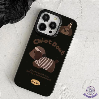 เคสไอโฟน13 17สุนัขดัชชุน ที่น่ารักพื้นผิวมันวาว สำหรับ IPhone 11 17 Air 12 13 15 14 16 Pro Max XS X 15 8 7 16 Plus XR