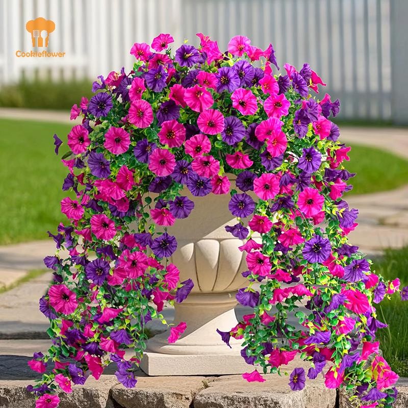 CKFR ผักบุ้งประดิษฐ์ผนังจําลองดอกไม้หวายตกแต่งบ้านงานแต่งงานกลางแจ้ง Garden Yard Decor ใหม่ - รูปที่ 5