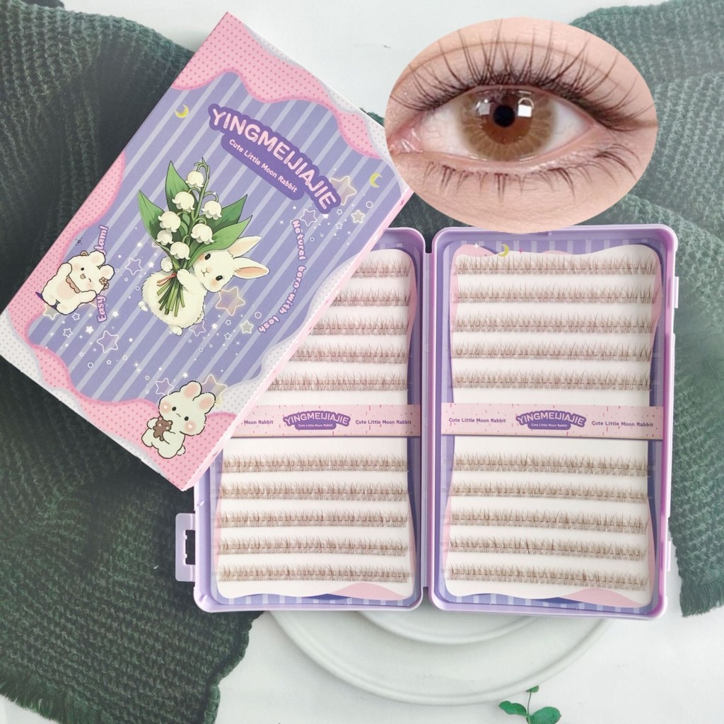 【ไม่ต้องใช้กาว】ขนตาตั้ง YF45 สีนํ้าตาล 20 แถว ไม่ต้องใช้กาว แบบแบ่งส่วน สำหรับคอสเพลย์และผู้เริ่มต้น