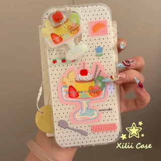 เคสไอโฟน 15เหมาะสำหรับ IPhone 17 15 13 11 16 12 14 Pro Max 16 15 14 7 8 Plus เค้กแมวสุนัข สวัสดีคิตตี้โปลก้าดอตกล่อง IMD