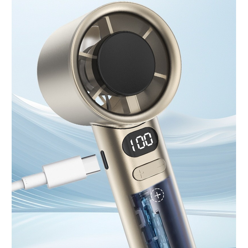 พัดลมพกพา Turbo Fan 100-Speed, USB พัดลมมือถือ Pocket Mini Fan Type-C ชาร์จเร็ว รูปที่ 2