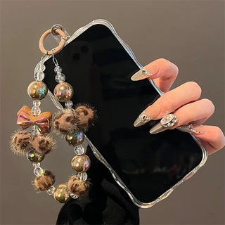 เคสโทรศัพท์มือถือลายเสือดาว สายคล้องเคสโทรศัพท์มือถือ สายคล้องพวงกุญแจ จี้กล้อง