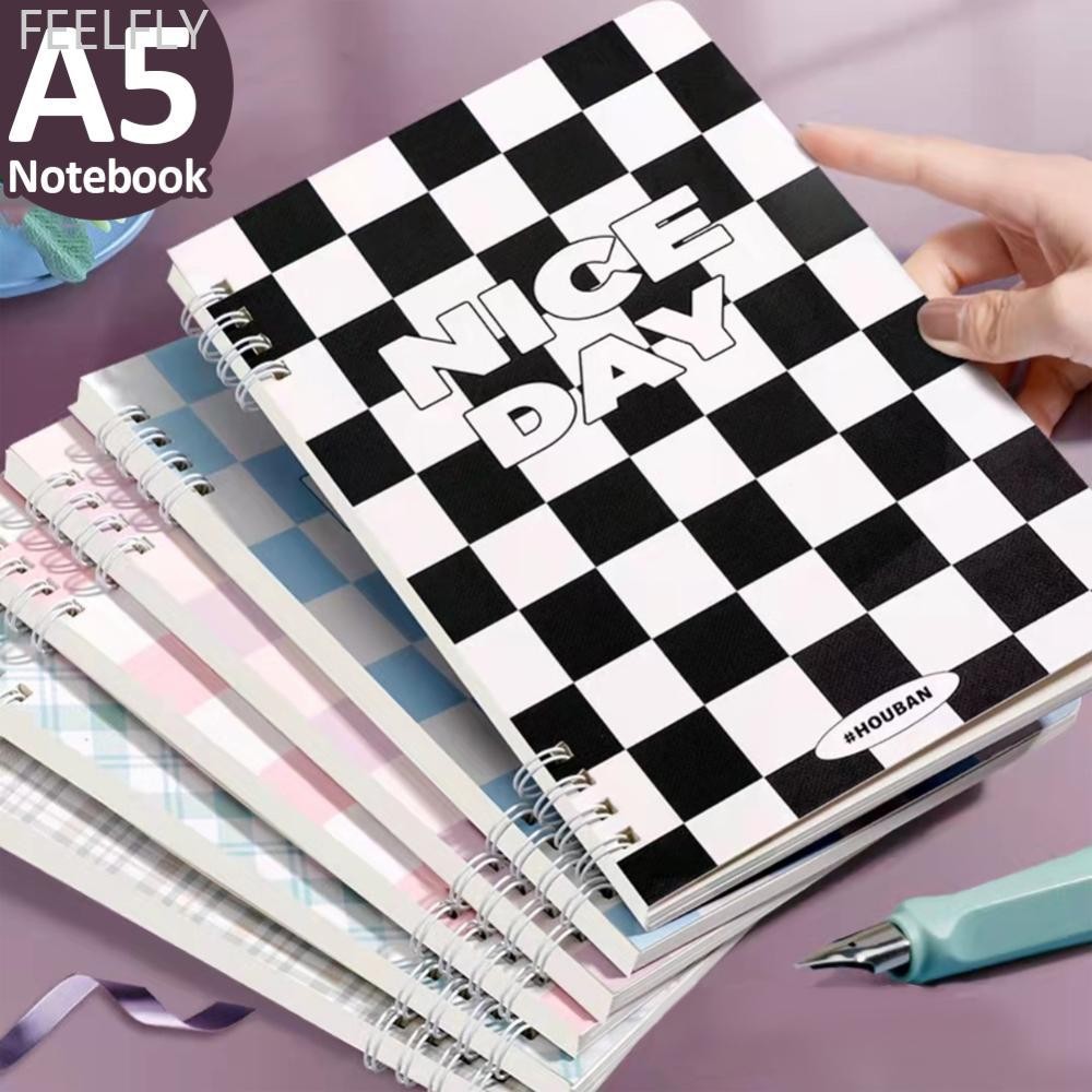 FEELFLY 120 หน้า A5 Coil Spiral Notebook Journals Morandi Basic Diary Weekly Planner Book School Off