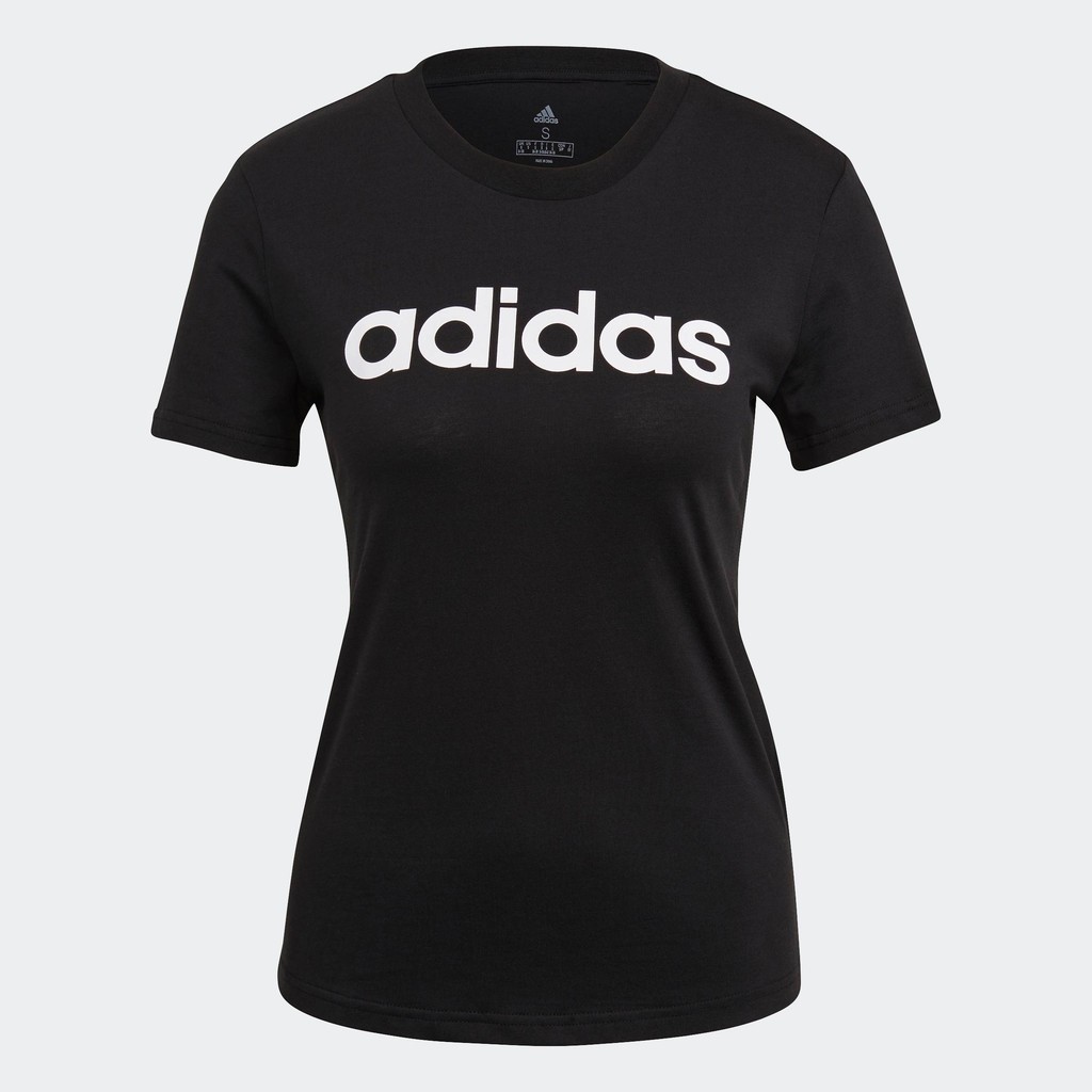 adidas ไลฟ์สไตล์ เสื้อยืด Essentials Slim Logo ผู้หญิง สีดำ GL0769