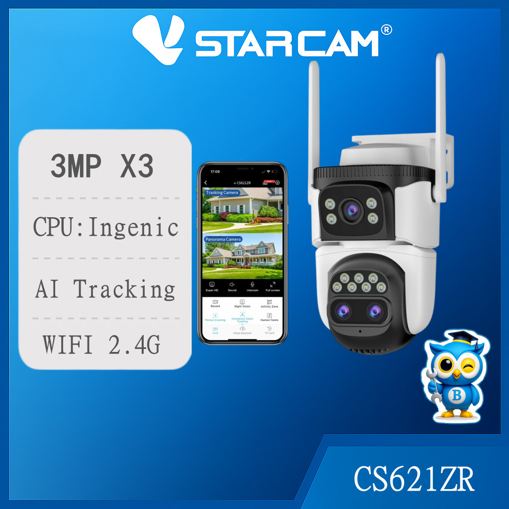 VSTARCAM CS621ZR  Lens Zoom 10X กล้องวงจรปิดภายนอกบ้าน ความคมชัด 3MP ซูมได้10เท่า (เลนส์2 ตัว + เลนส