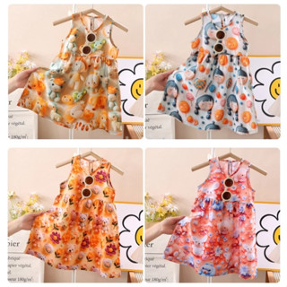 🫐ชุดเดรสลายการ์ตูนสามมิติสำหรับทารก เสื้อกั๊กชุดลายดอกไม้แขน…