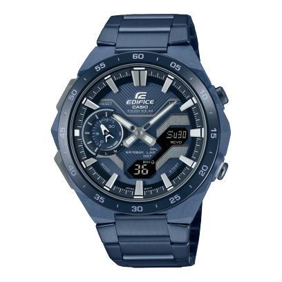 Edifice ECB-2200CB-2A Steel Blue Racing Watch แฟชั่นสายเหล็กอุปกรณ์เสริม V278