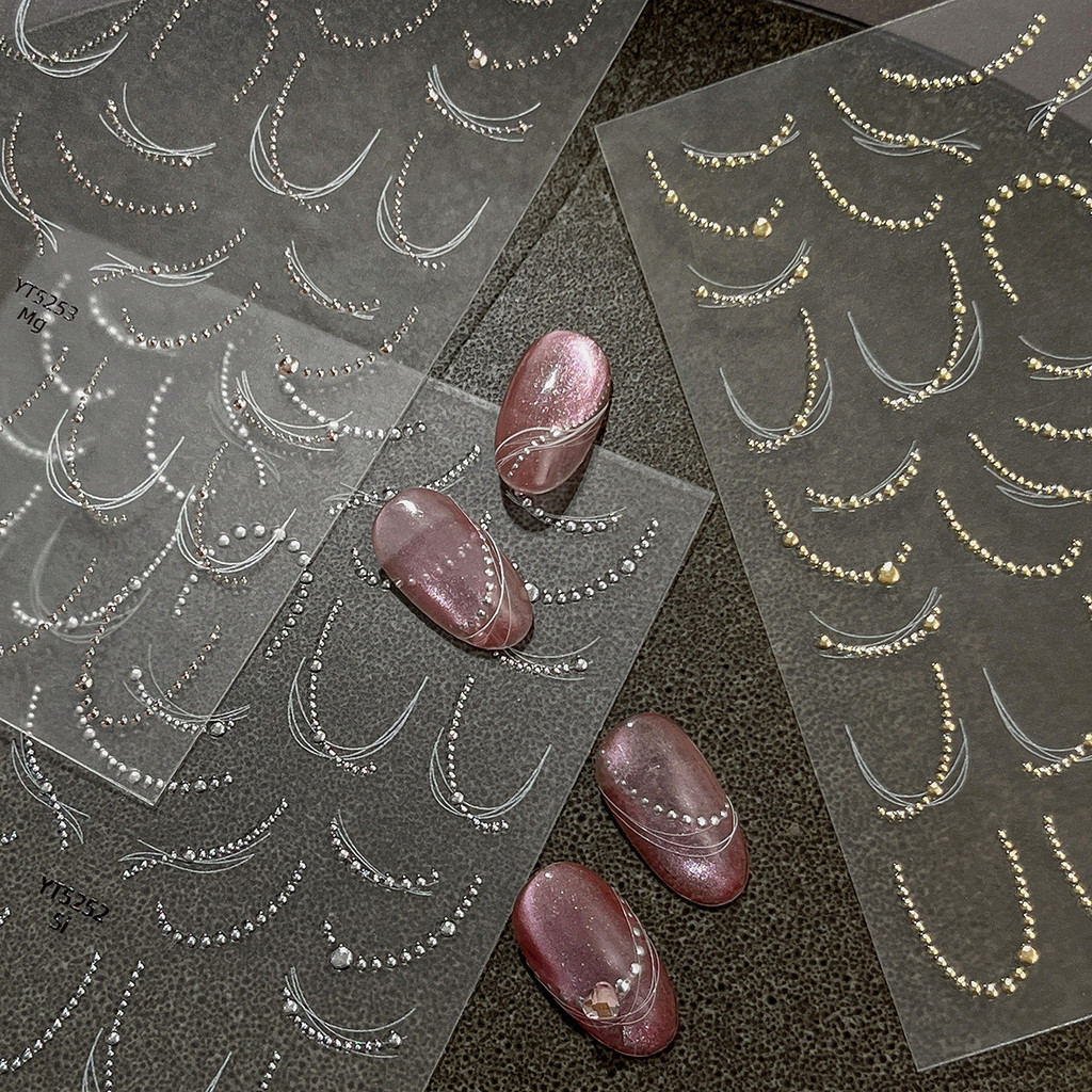 Gilding Chain สติ๊กเกอร์แต่งเล็บ Premium Light Luxury Style All-Match French ยอดนิยมสติกเกอร์ตกแต่ง 