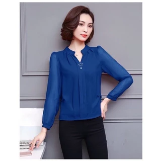 (พร้อมส่ง)เสื้อชีฟอง👚 ผ้าดี ใส่สบาย ใส่ออกงาน มีไซส์ใหญ่ เสื้อทำงานสาวอวบ