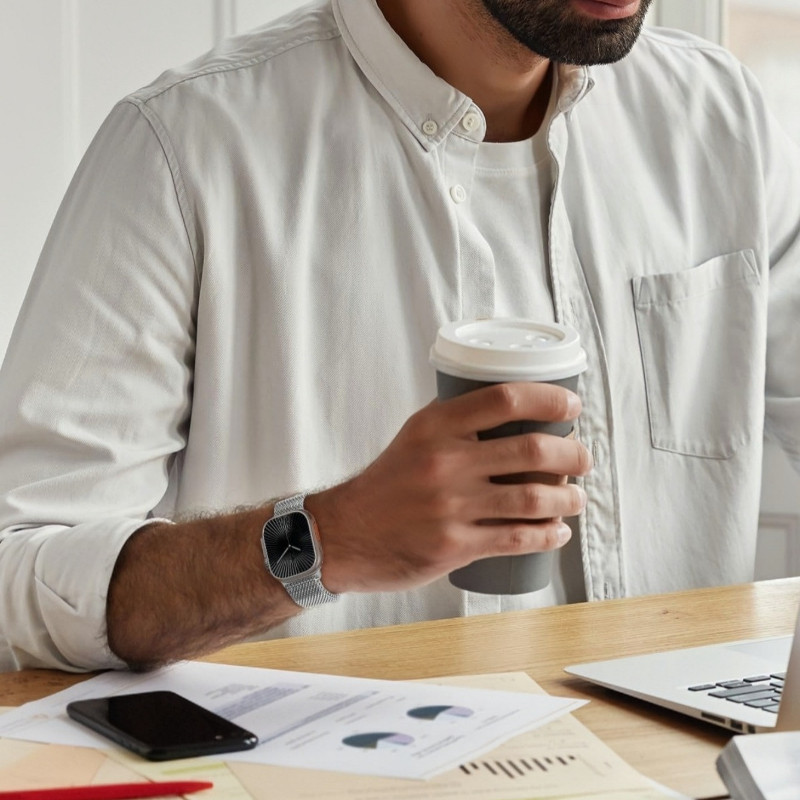 Milanese Loop สําหรับ Apple Watch Band Ultra 2 49 มม.46 มม.44 มม.45 มม.42 มม.38 มม.40 มม.41 มม.สร้อยข้อมือโลหะแม่เหล็ก iWatch Series 10 9 8 7 se 6 5 4 - รูปที่ 5