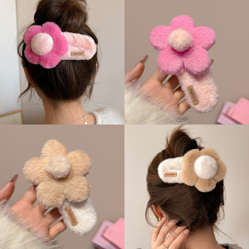 Big Plush Duckbill กิ๊บรูปกระต่ายน่ารัก สไตล์เกาหลี ออกแบบเหมือนตุ๊กตา ลายดอกไม้สำหรับตกแต่งเส้นผม
