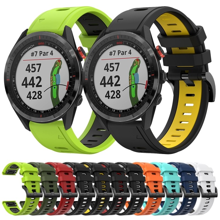 สําหรับ Garmin Approach S62 22 มม. สายนาฬิกาซิลิโคนกีฬาสองสี