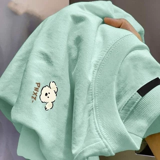🌷ChillTee🌷เสื้อสีดํา เกาหลีสไตล์ เสื้อน่ารักOversize ผ้าCOTTONลาย "PNXZ" เสื้อคอกลม ทรงหลวมT-shirtส่งจากไทยunisex【COD】